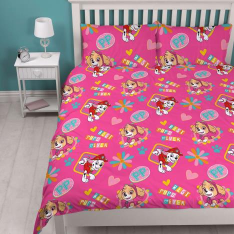 Paw Patrol Forever Pink Reversible Double Duvet Cover Bedding Set Extra Image 1
